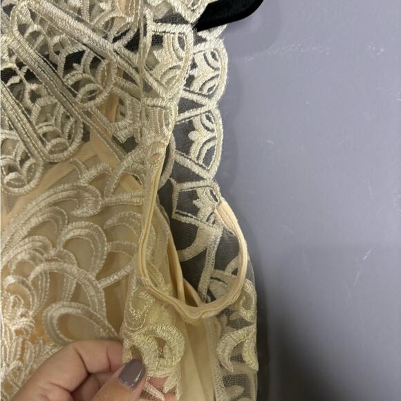 Simple City Ivory Slip Dress With Lace & Mesh Overlay Back Zipper Size Medium - Picture 3 of 7
